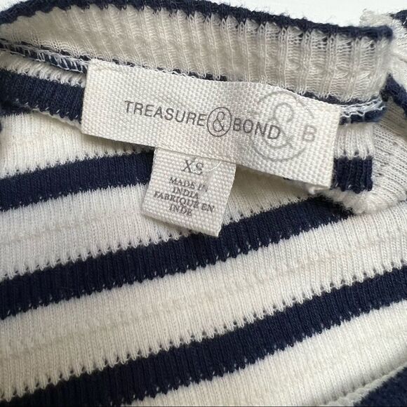 TREASURE & BOND Striped Long Sleeve Thermal Top Navy XS - Picture 6 of 7
